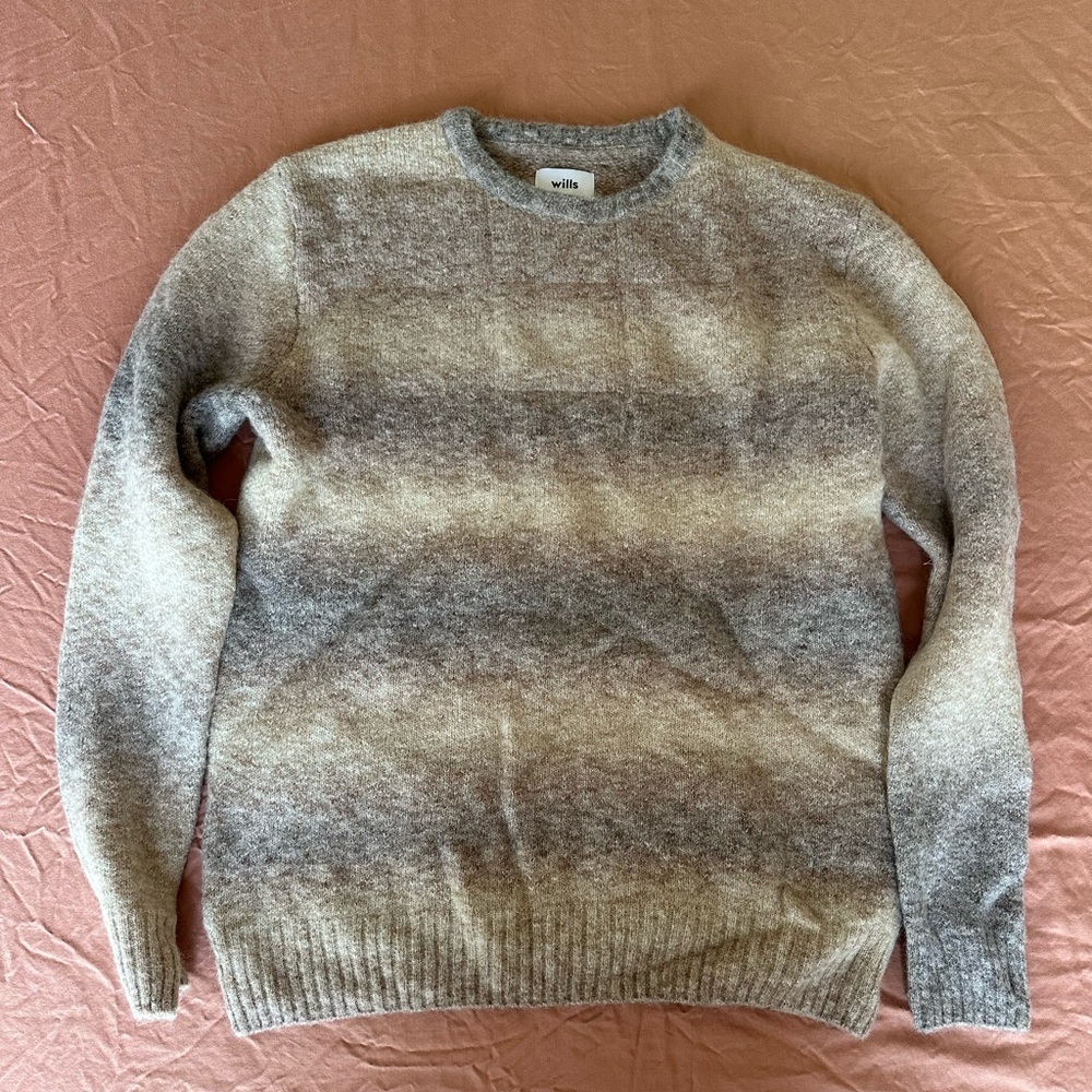Wills Spacedye Alpaca Crew Sweater in Natural Ombre
